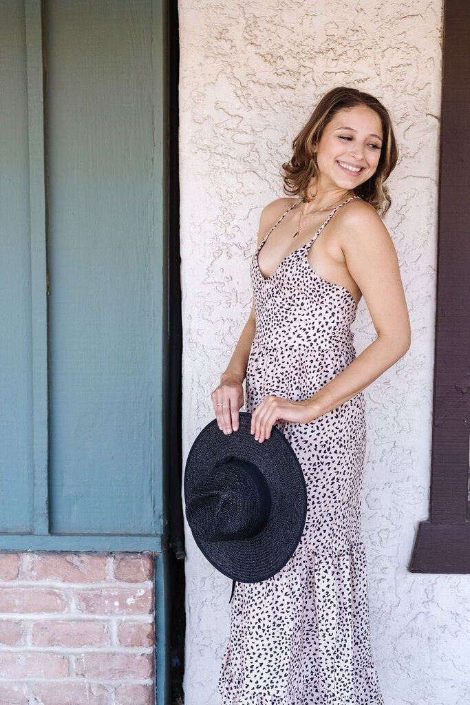 Leopard Print Lace-Back Maxi Dress