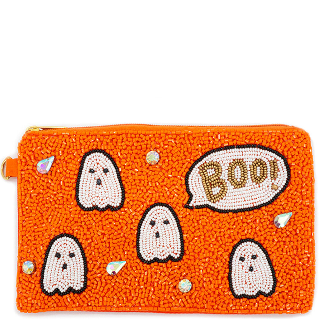 Seed Bead Clutch- Boo! (Orange)