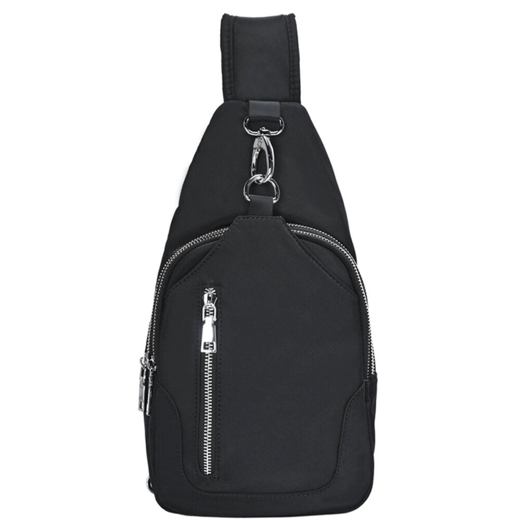Black- Smooth Zipper Shoulder Bag
