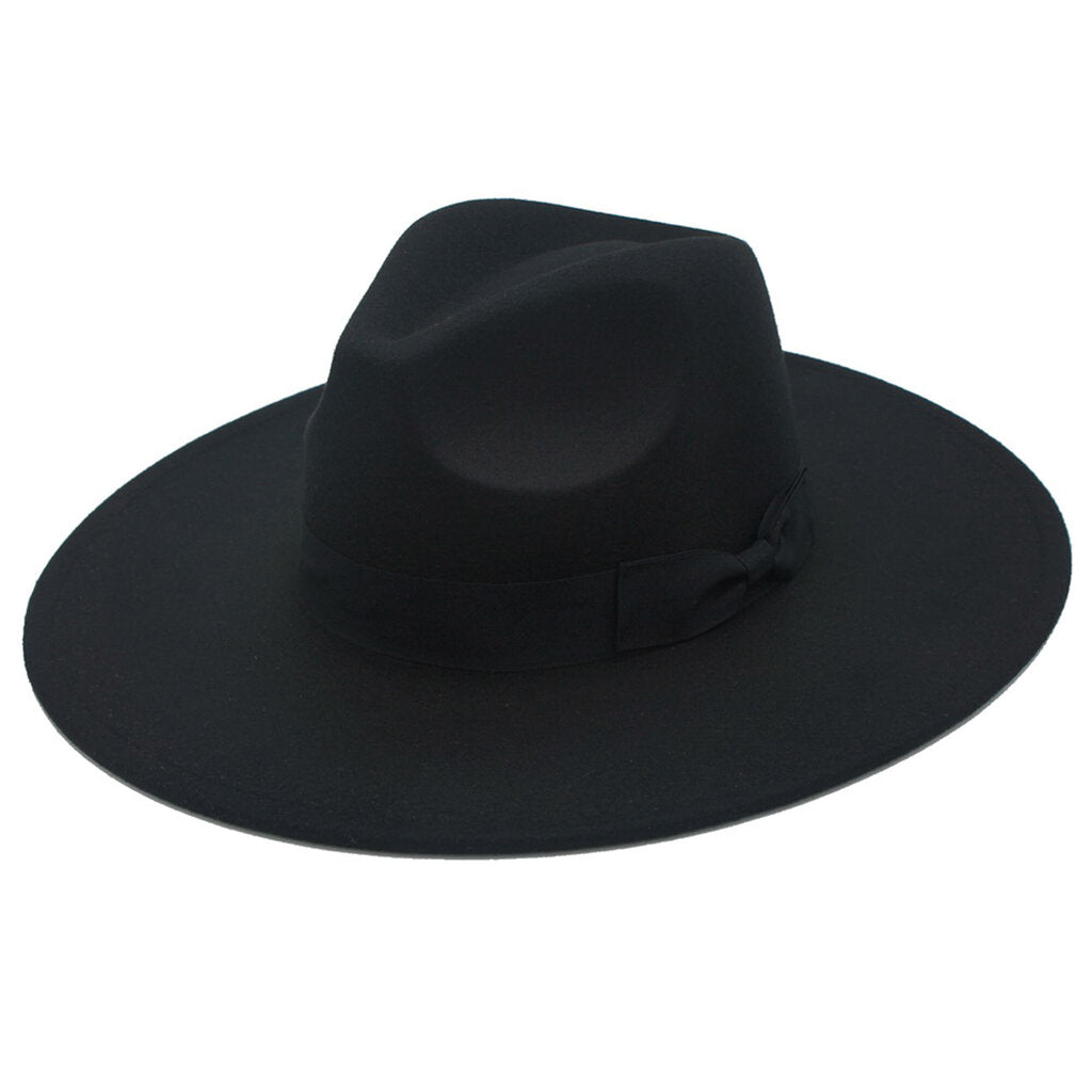 Black- Black Ribboned Fedora Hat